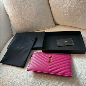 Full Inclusion YSL Monogram Matelassé Leather Pouch